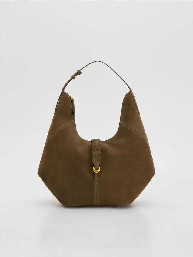Borsa hobo in pelle scamosciata Colore marrone