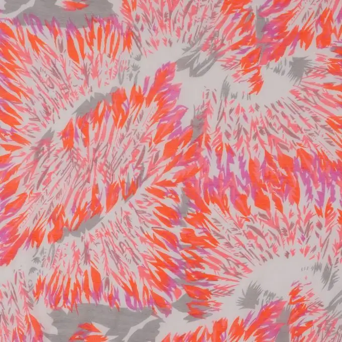 Tessuto voile poliestere piume rosa fluo