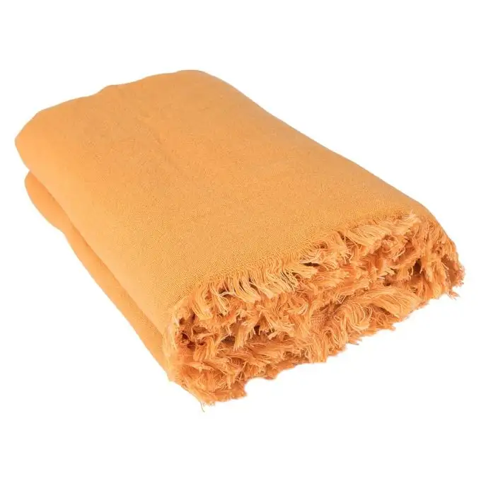 Plaid in cotone giallo senape