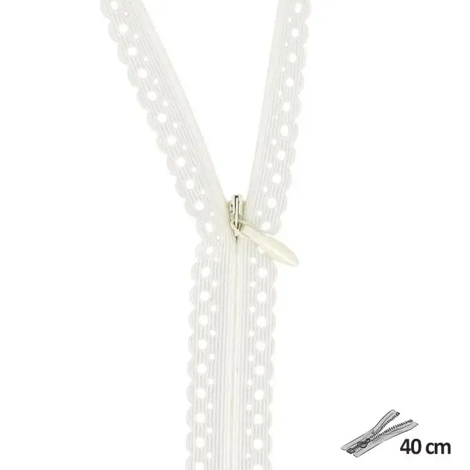 Chiusura pizzo geometrico ecru 40 cm