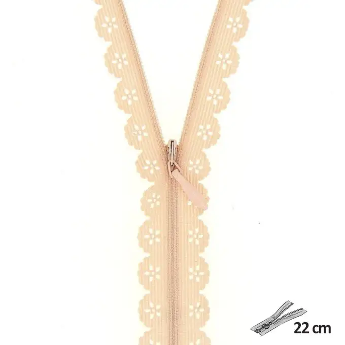 Chiusura pizzo geometrico salmone rosa 22 cm