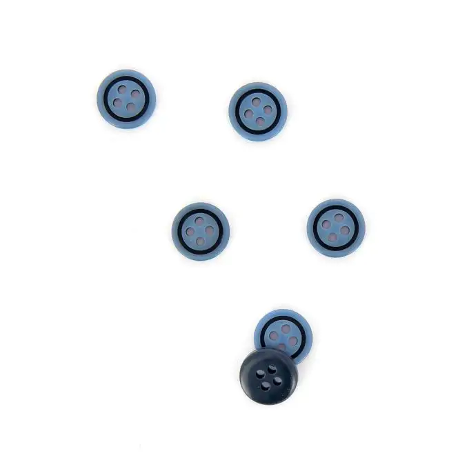 bottoni colorati tondi blu medio e blu scuro 10 mm