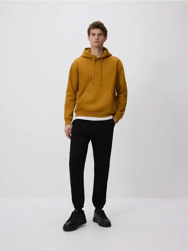 Felpa regular con cappuccio Colore ambra