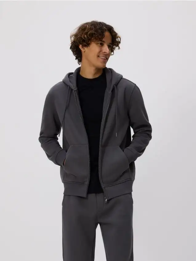 Felpa con cappuccio Colore grigio scuro