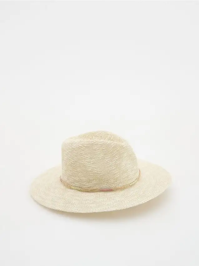 Cappello intrecciato a tesa larga Colore nude