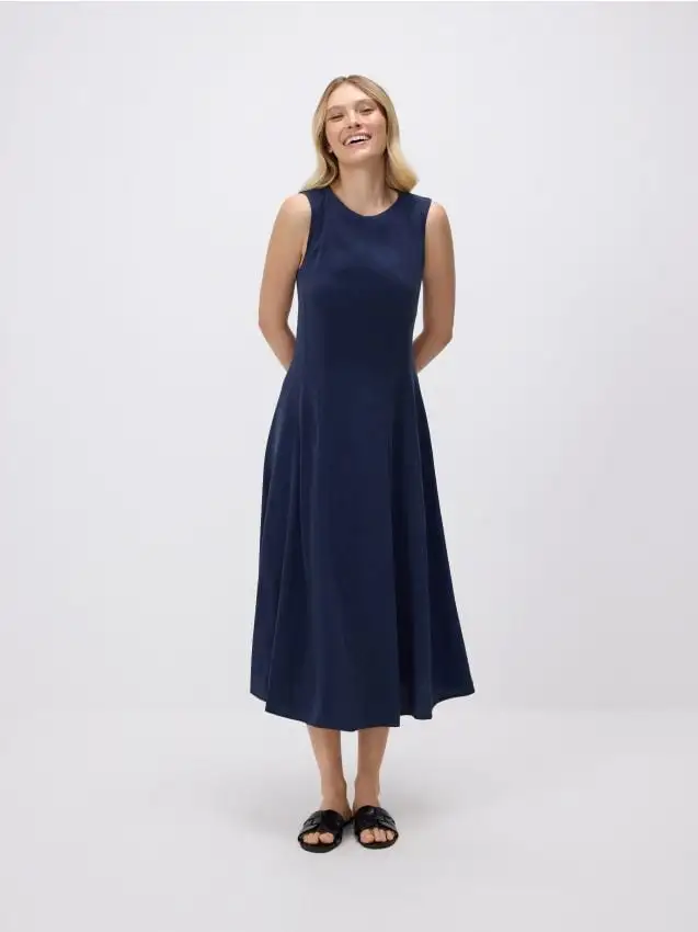 Abito midi in modal Colore blu scuro