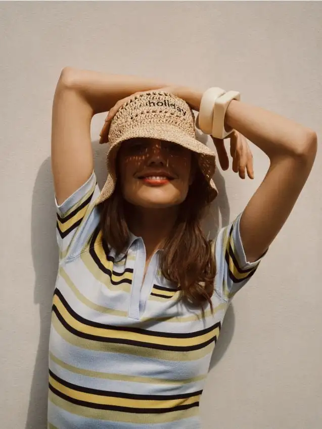 Cappello bucket in rafia Colore grano