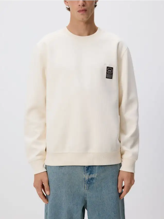 Felpa con applicazione Colore panna