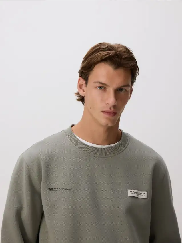 Felpa con applicazione Colore verde polveroso