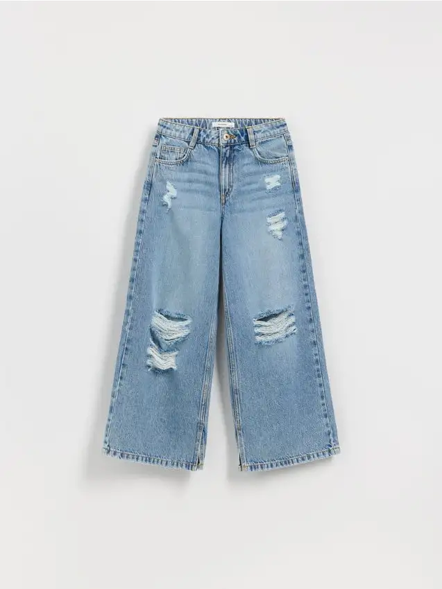 Jeans super wide leg con strappi Colore blu