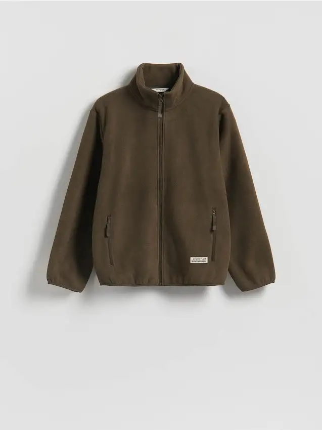 Felpa in pile con colletto rigido Colore marrone scuro