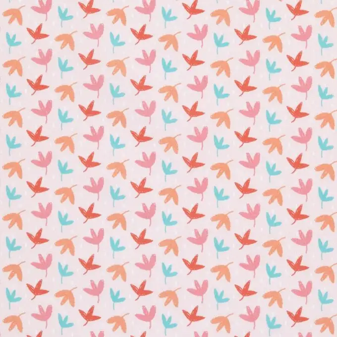 Tessuto cotone stampato foglie colorate