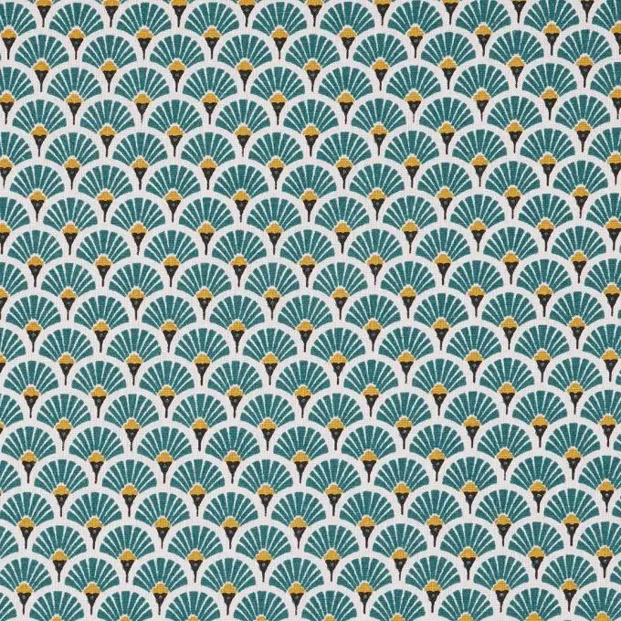 Tessuto cotone ventagli laguna