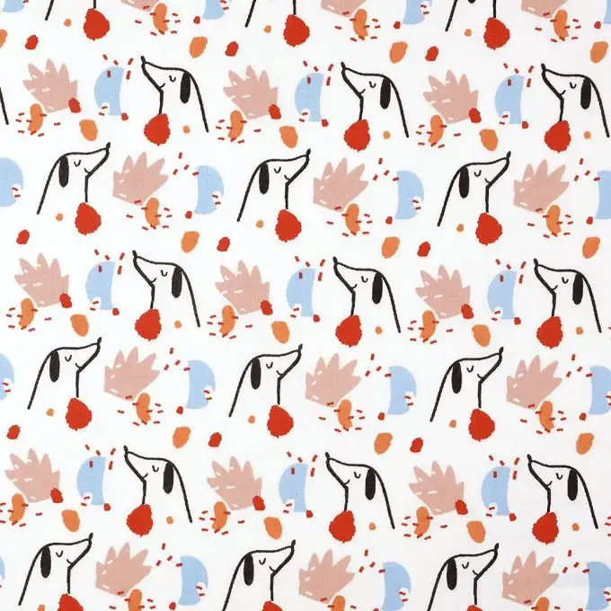 Tessuto cotone multicolore cane