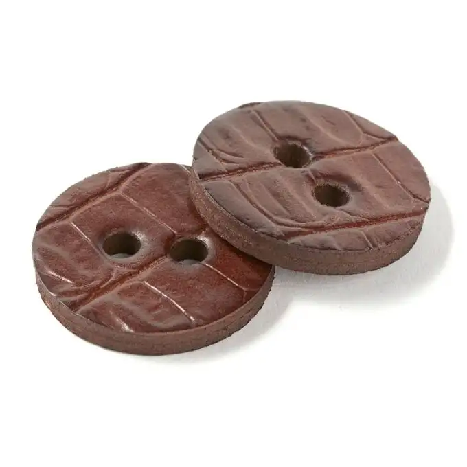 Pulsanti in pelle Croco Ø35mm - Marrone