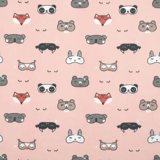 Tessuto cotone rosa stampato animali
