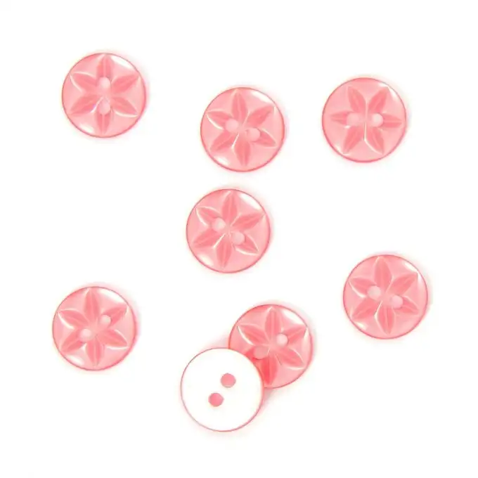 bottoni fiore 2 fori rosa 14mm