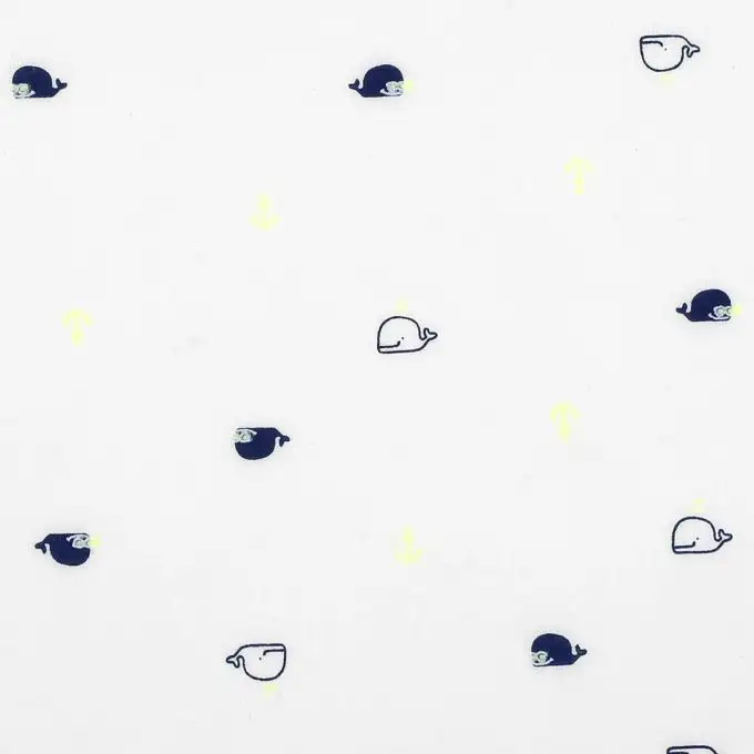 Tessuto voile di cotone bianco balene