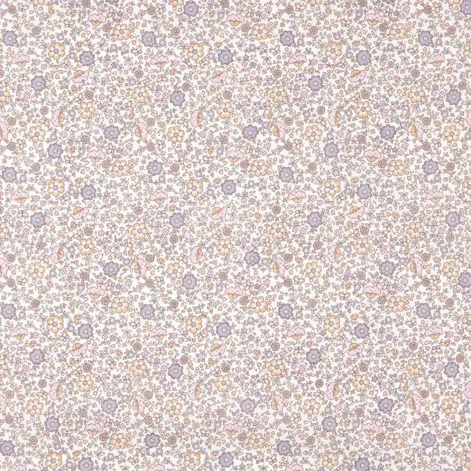 Tessuto batista cotone biologico piccoli fiori grigi