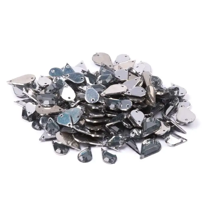 Paillettes a forma di goccia argento da cucire 8x13mm e 6x10mm