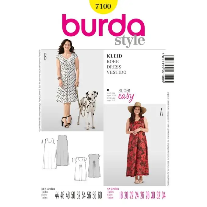 Vestito burda 7100 patron