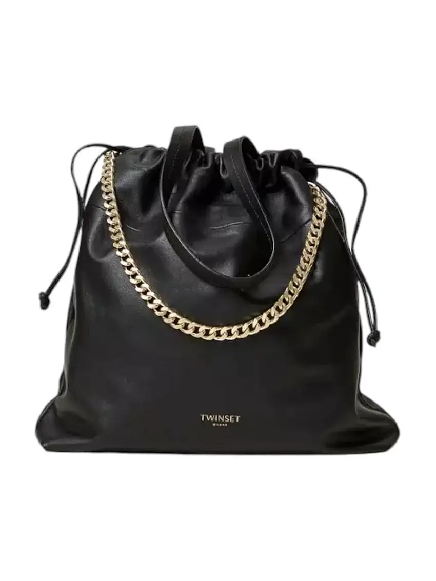 TWINSET Women's Bag DRAWSTRING LEATHER 242TB7210 00006 Black