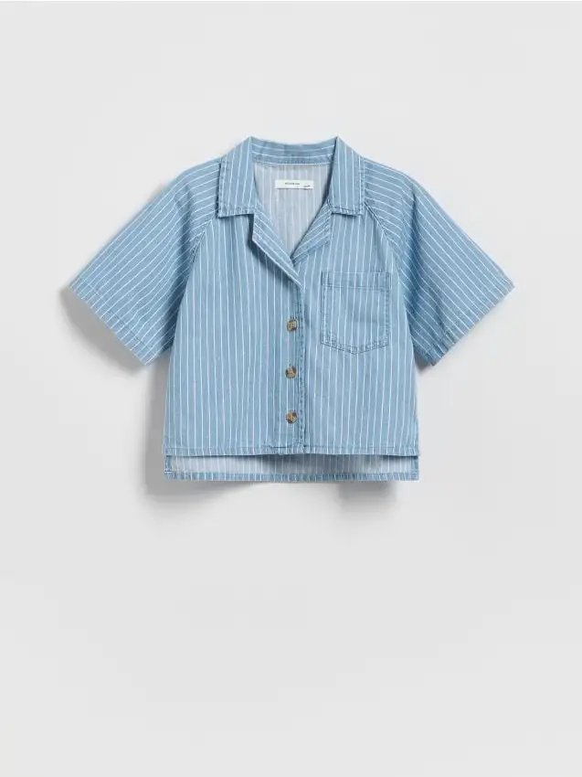 Camicia di jeans a righe Colore blu