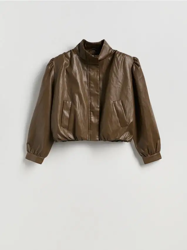 Giacca corta con collo alto Colore talpa