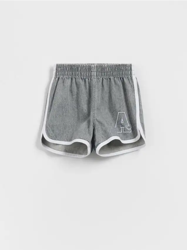 Shorts in jeans con banda laterale Colore grigio chiaro