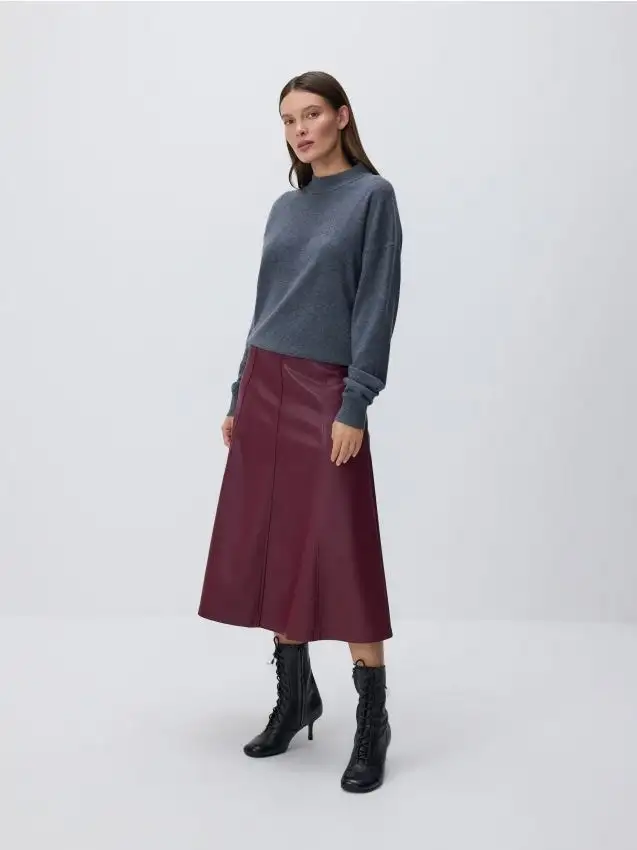 Gonna midi in eco pelle Colore maroon