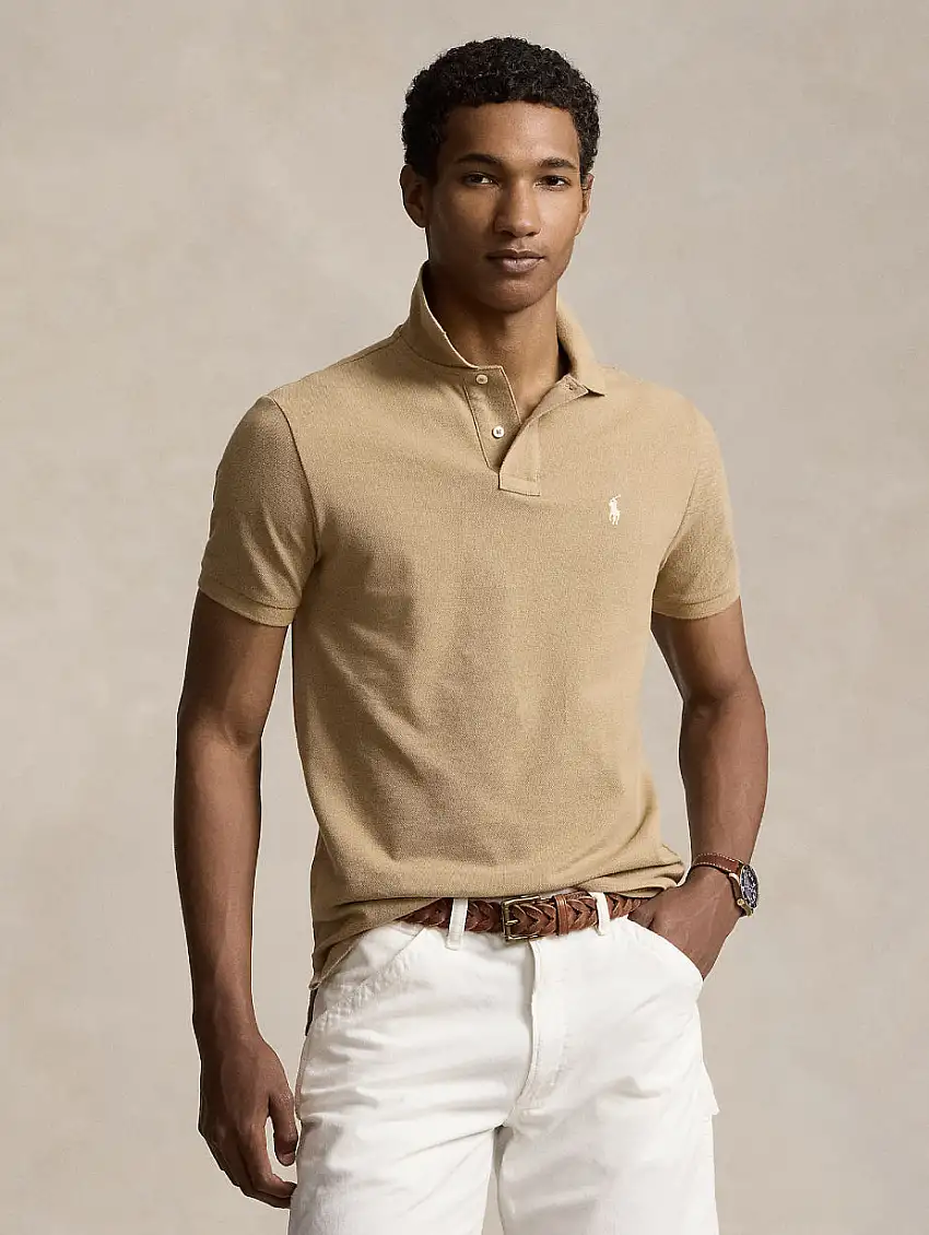 Polo Slim Fit in Cotone Beige