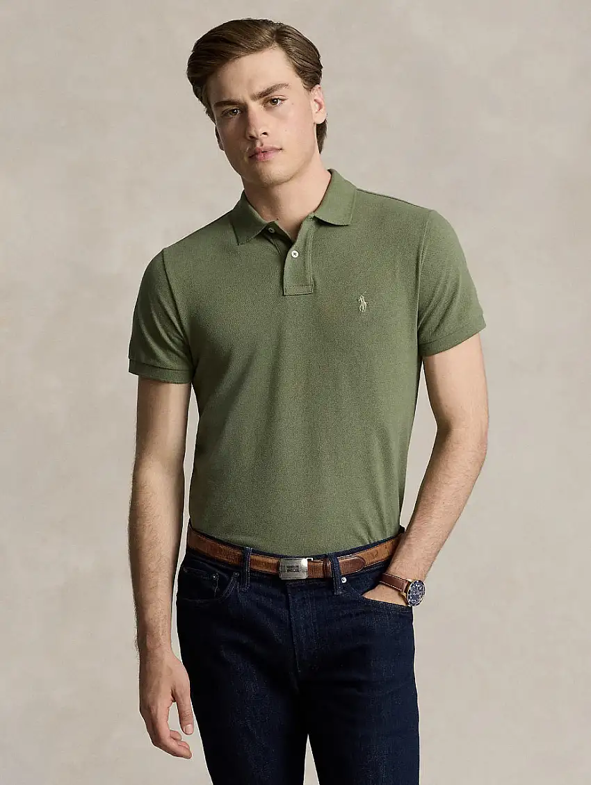 Polo Slim Fit in Cotone Verde