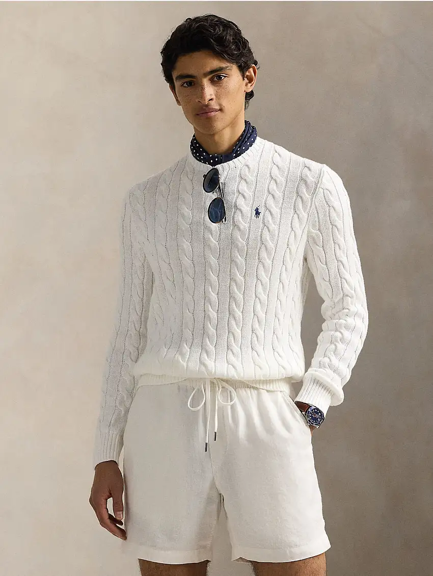 Maglia in Cotone a Trecce Bianco