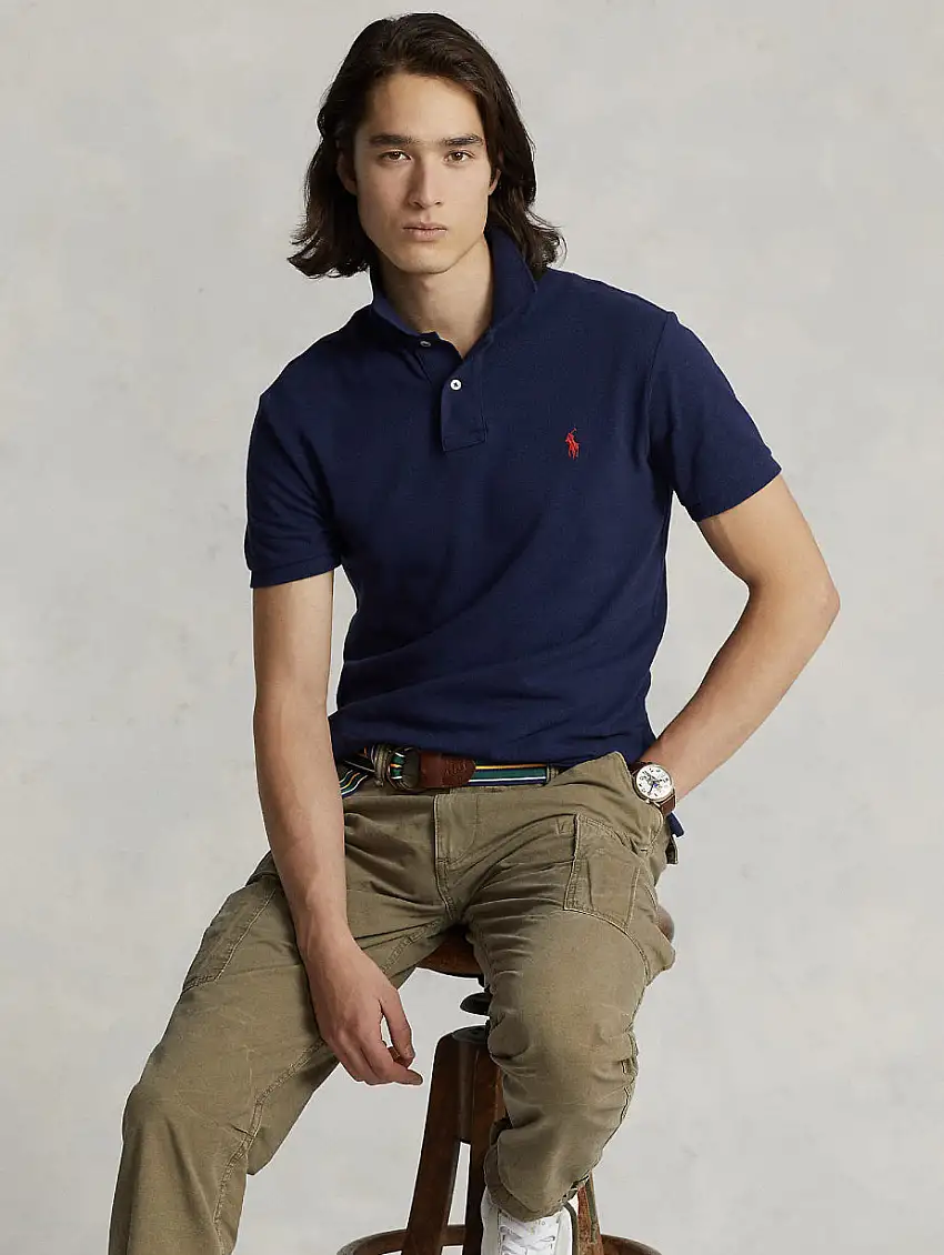 Polo in Cotone Piquè Slim Fit Blu