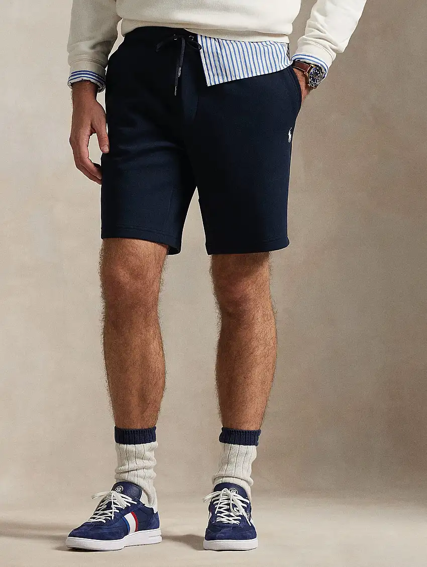 Shorts in Maglia Doppia Blu Navy