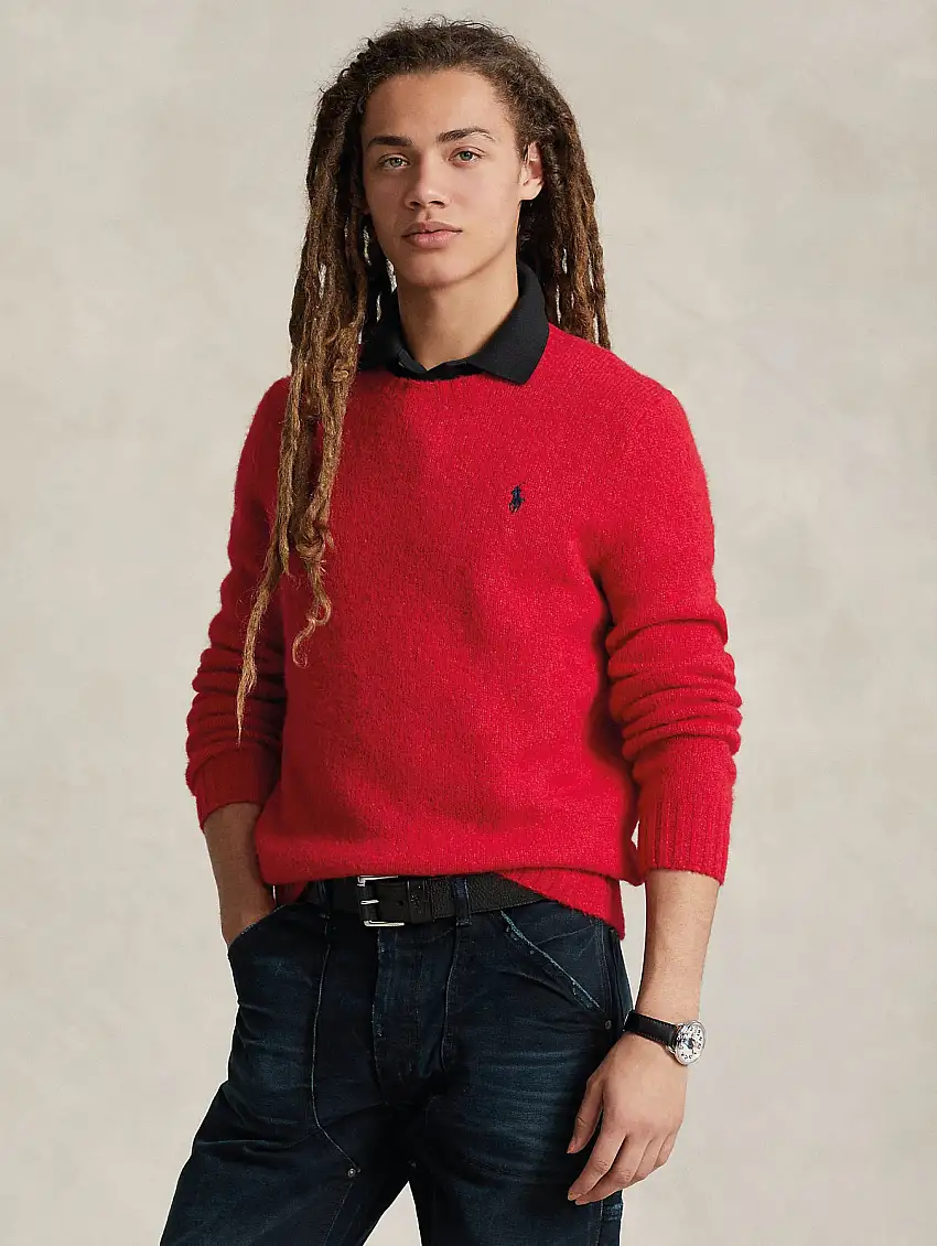 Maglia Girocollo in Soffice Misto Alpaca Rosso