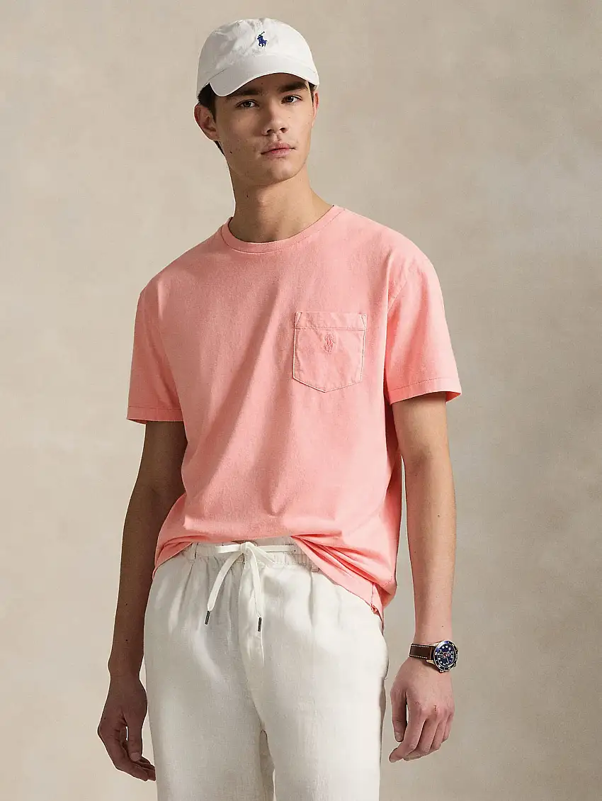 T-shirt con Taschino Custom Slim Fit Rosa