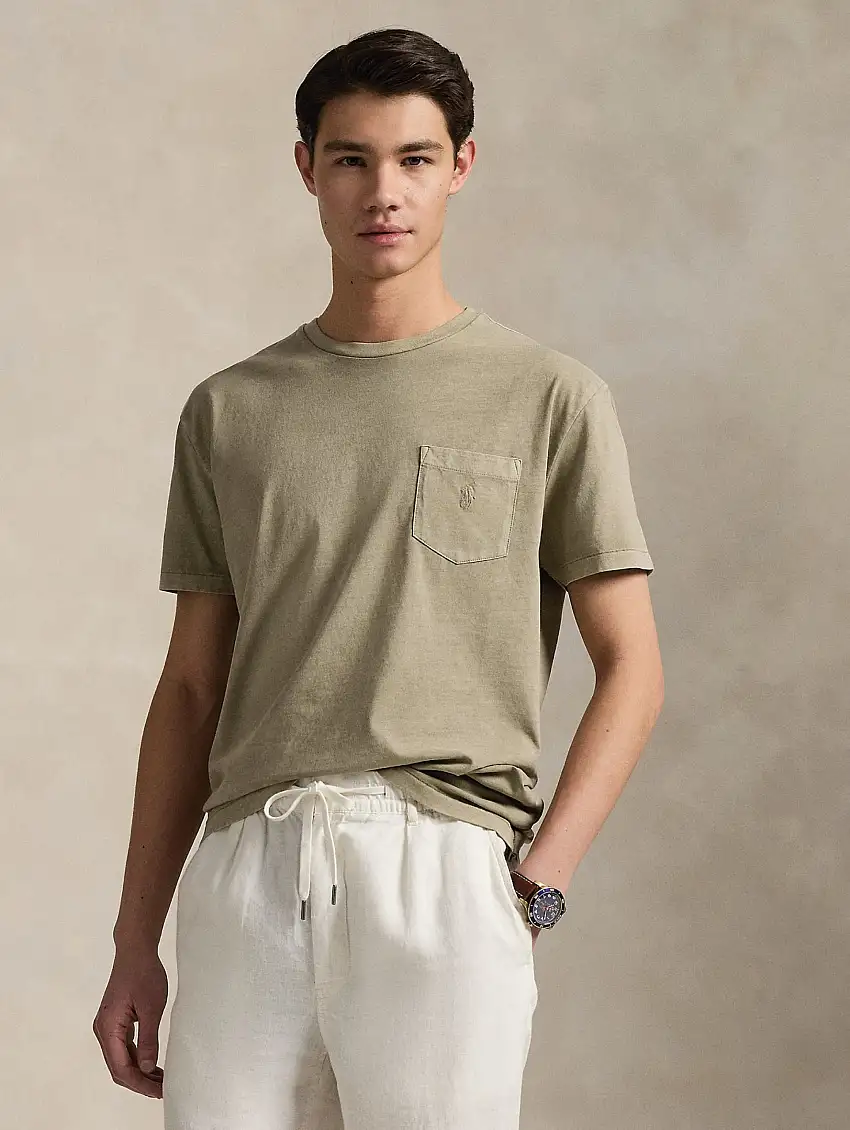 T-shirt con Taschino Custom Slim Fit Oliva