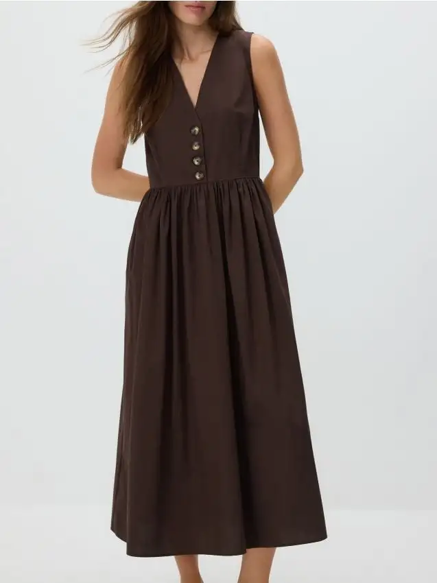 Abito midi Colore marrone scuro