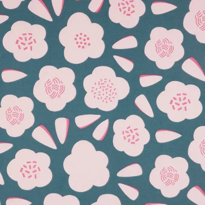 Tessuto cretonne fiori decoupage sfondo verde