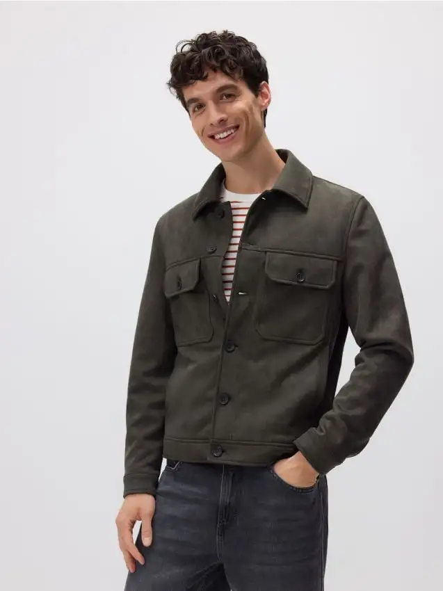 Giacca scamosciata Colore verde