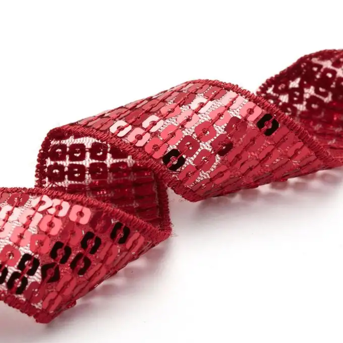 Nastro paillettes quadrate rif 0994 col rosso f