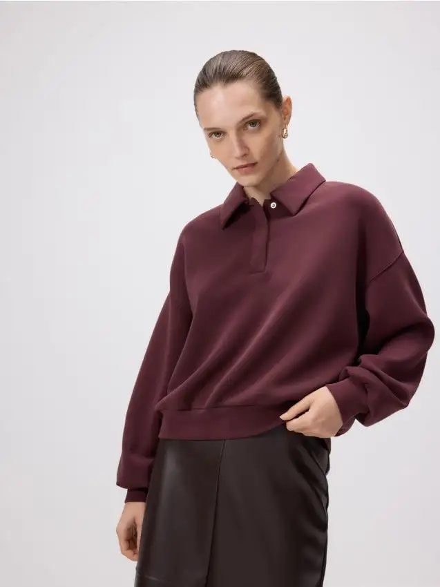 Felpa polo in modal Colore maroon