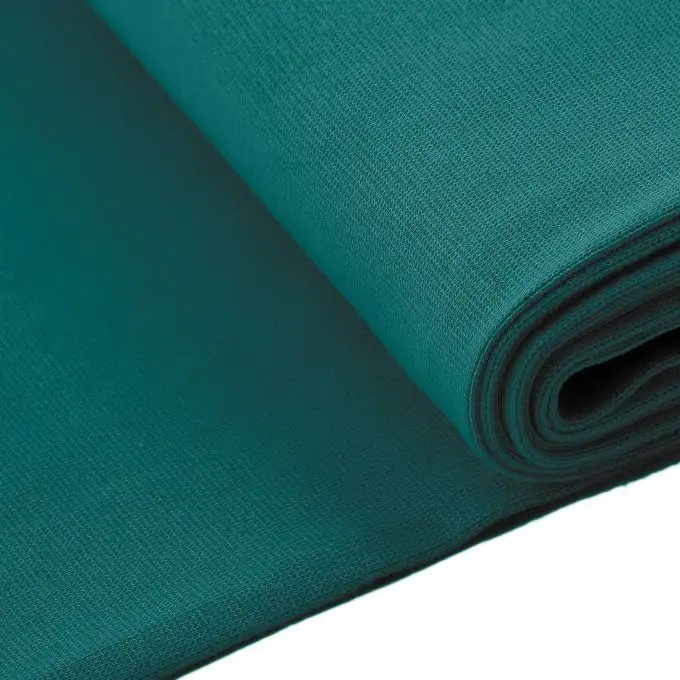 Tessuto jersey costina tubolare blu pavone