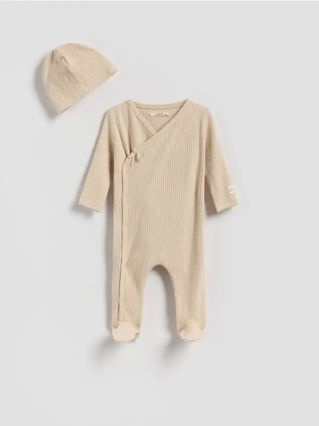 Set in cotone con cappello Colore beige