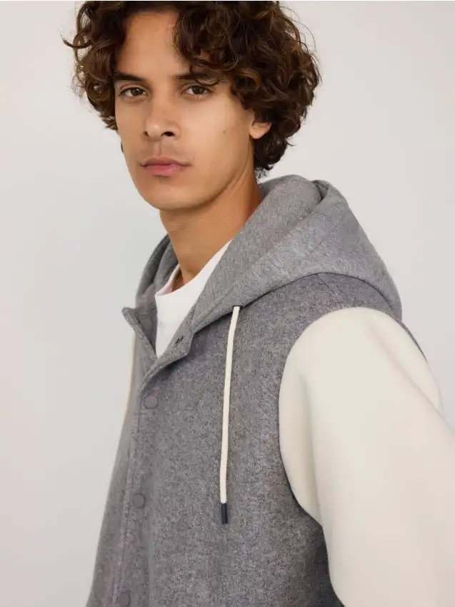 Giacca bomber con cappuccio Colore grigio medio