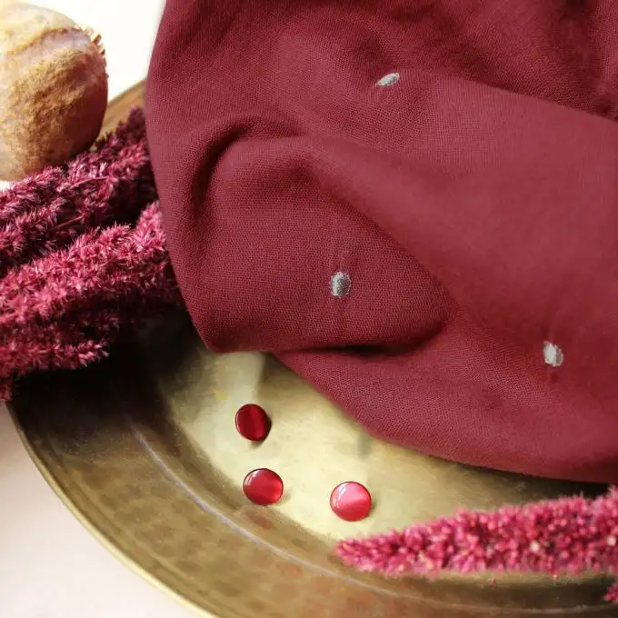 Doppia garza di cotone Stardust Amarante - Atelier Brunette