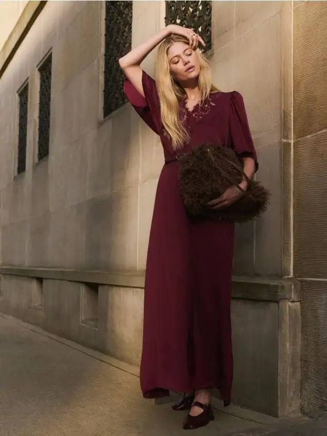 Borsa in pelliccia sintetica Colore marrone polveroso