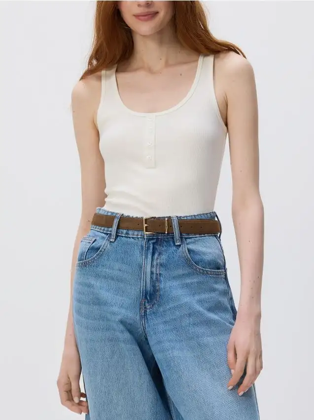 Top con spalline in modal Colore panna