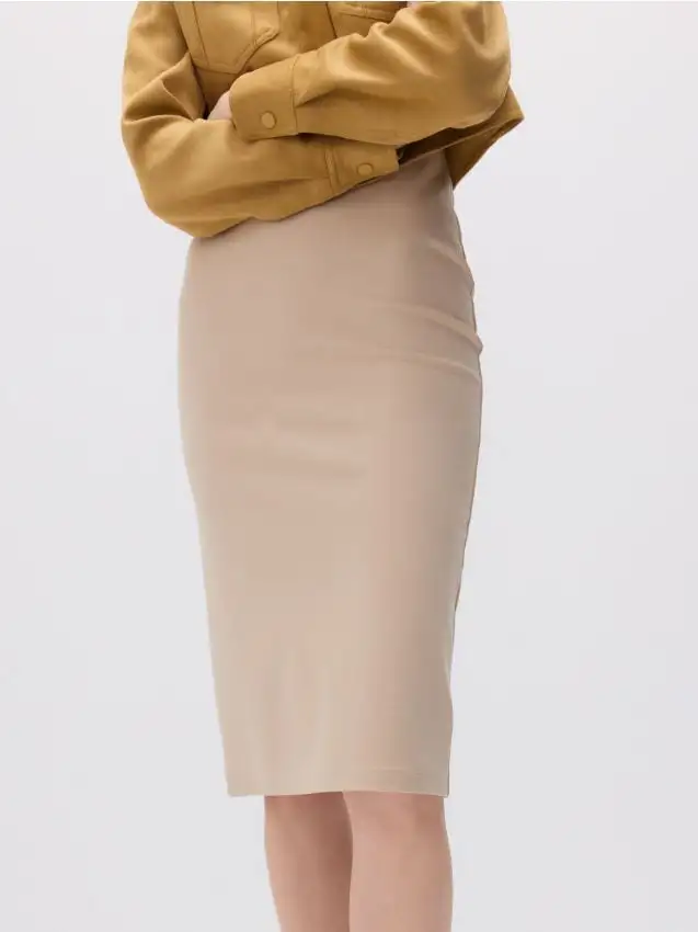 Gonna a vita alta in viscosa Colore beige